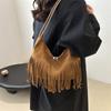 Stylish Canvas Tote Bag For Women With Trendy Tassels In Black Gray Brown Colors