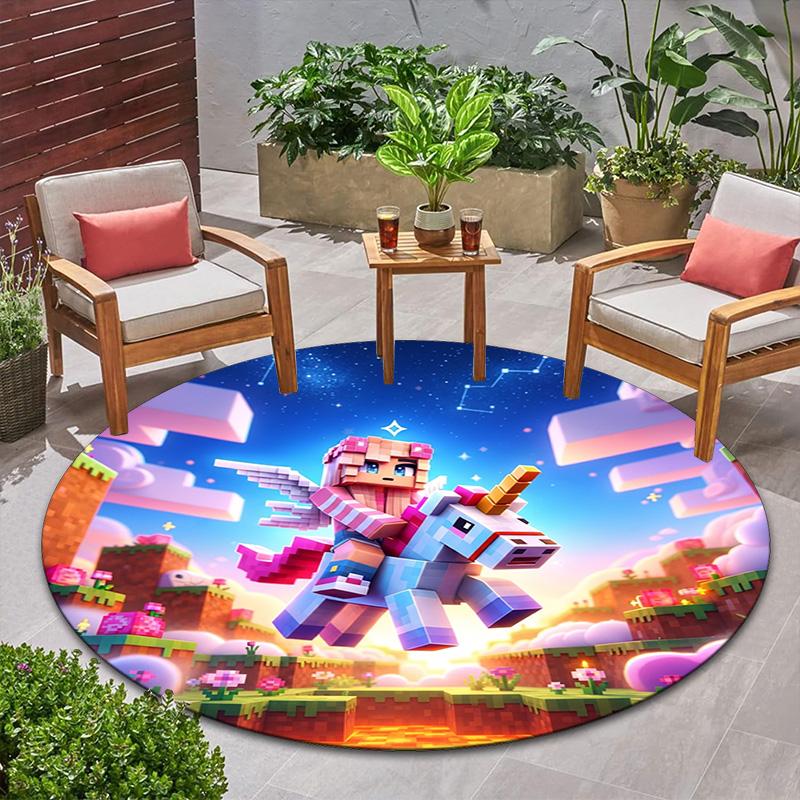 Sandbox Electronic Xbox Games Minecraft Circular Carpet Household Goods Decoration Anti Slip Home Table and Chair Mat Aisle Door Mat Carpet D12