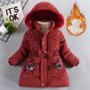 Girls Winter Clothes Plus Velvet Thickened Coat Stylish Middle and Large Children's Medium and Long Little Girl Cotton Jacket Fashionable