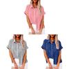 Summer Womens Casual Cotton Short Sleeve Shirt With Color Block Patching For Office Wear