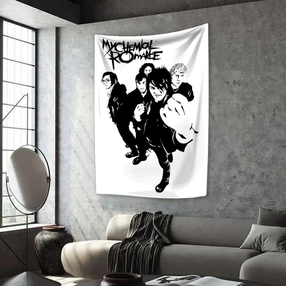 Punk Musik Band Wandteppich My Chemical Romances Heimdekoration Schlafzimmer Wohnheim Wandbehang Hintergrundtuch Konzertdeko