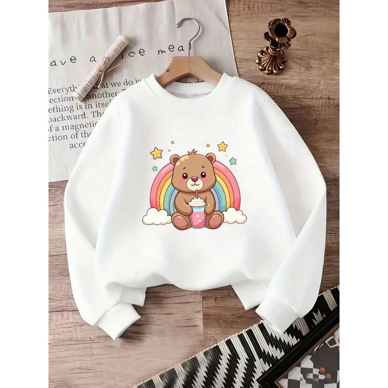 Cute Print Pattern Baby Girls' Hoodie | Thin, Comfortable, Crew Neck, Long Sleeve, Suitable For Spring And Autumn