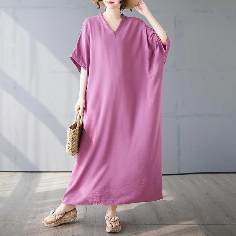 Summer Color Retro Long Skirt Cotton Linen Dress