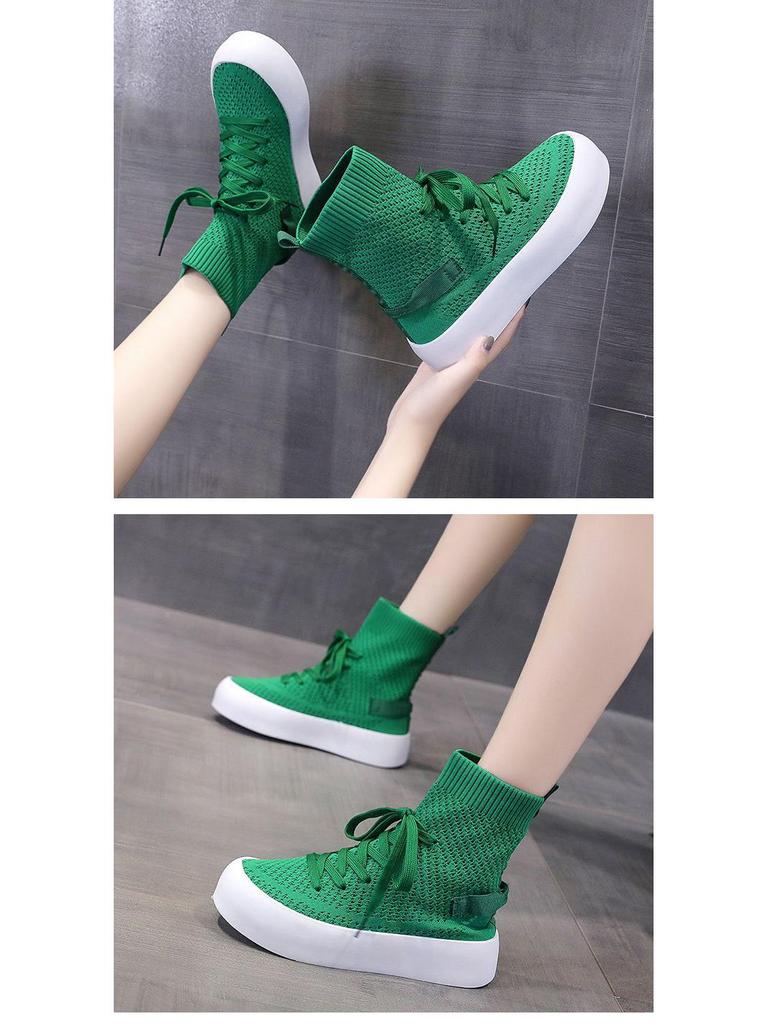 Women's Breathable Slimming Knit High-Top Sock Shoes - Spring/Summer 2025 Casual Sports Slip-On
