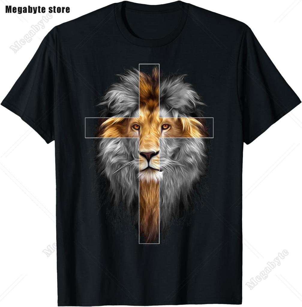 Jesus Lion of Judah Christian Gift for Unisex Women TShirt Vintage T Shirt Animal Tops Casual Fashion Christian T Shirt Oversized