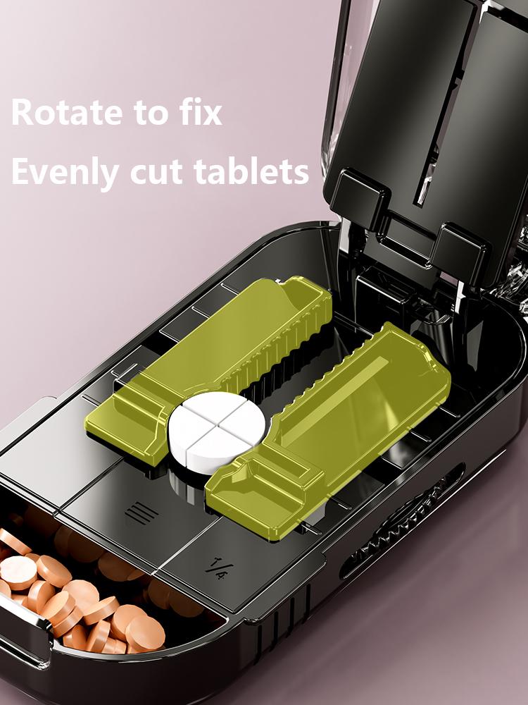 New Design Pill Cutter Bisection/Trisection/Quartersection Even Cutting with Replacement Blades Waterproof Travel Pill Crusher
