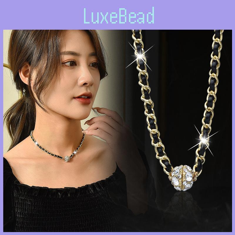 Prémiový geometrický kuličkový náhrdelník z titanové oceli pro ženy s okouzlujícími křišťálovými akcenty