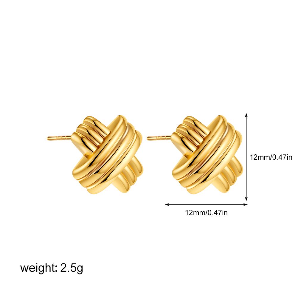 

Fashion Gold Plated Texture Knot Twist Geometric Stud Earrings for Women Retro Stainless Steel Statement Earring Punk Zircon