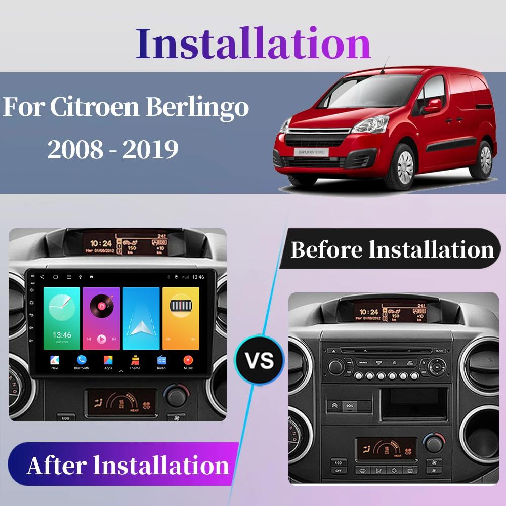 Car Radio Stereo Android 10 CarPlay For Citroen Berlingo 2 B9 Peugeot Partner 2008-2025 Multimedia Video Player GPS Autoradio HU