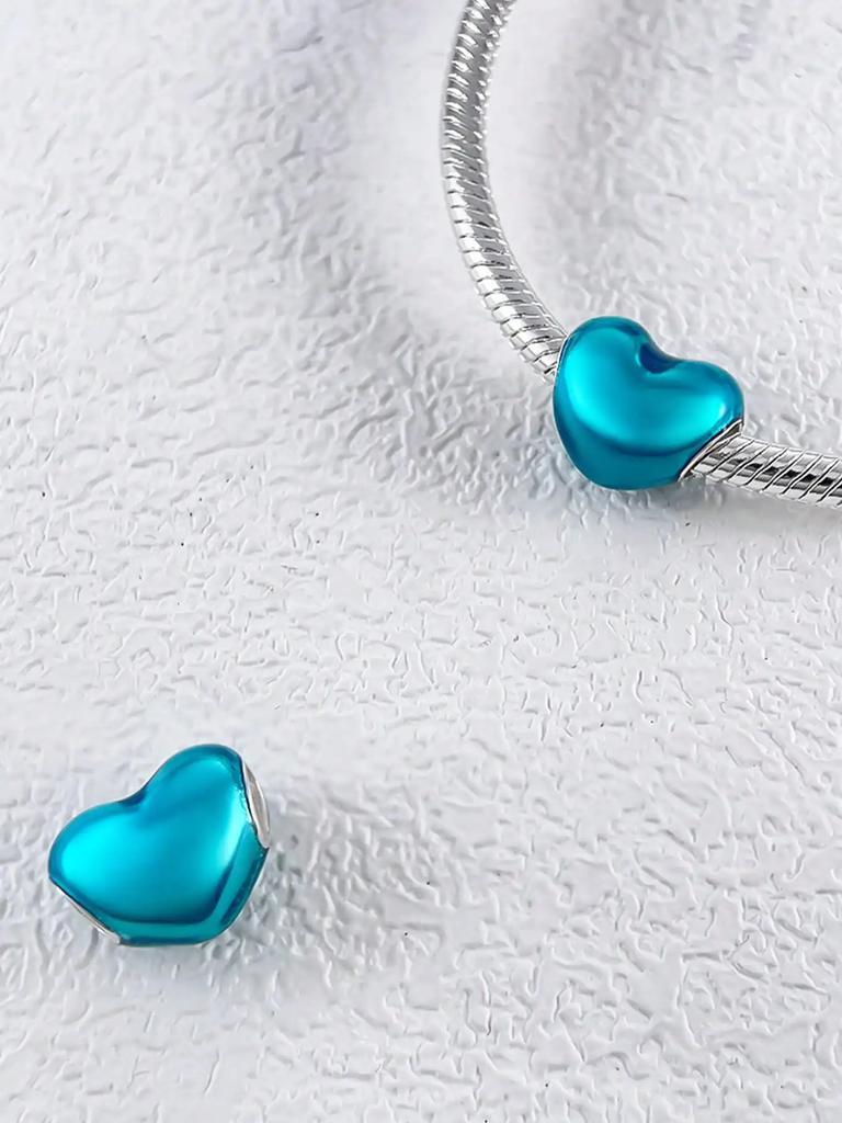 Copper Plated Original Charms Blue Valentine'S Day Love Beads Fit Bracelet Women'S Jewelry Gift