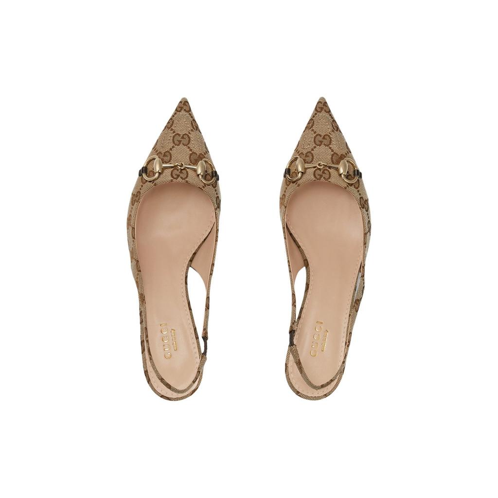 GUCCI Double G 24 Spring Summer Collection Leather Cone Heel High Heels 4.5cm Women's Beige & Ebony 782627 2HK80 9763