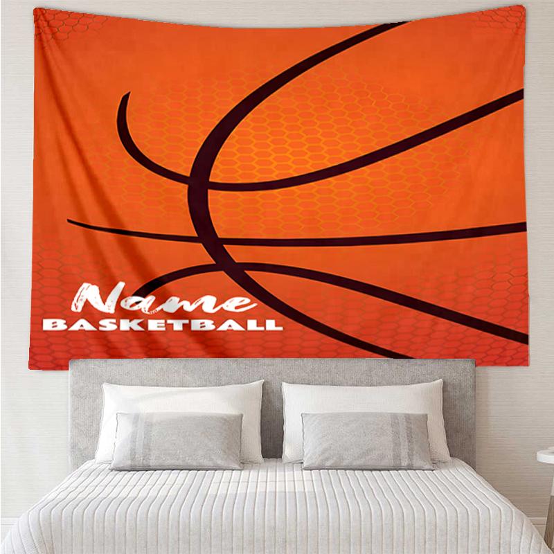 Custom Name basketball Print Tapestry, Backdrop, Easy Setup, Ideal for Bedroom, Office & Living Room, with Aesthetic Wall Hanging Decor.