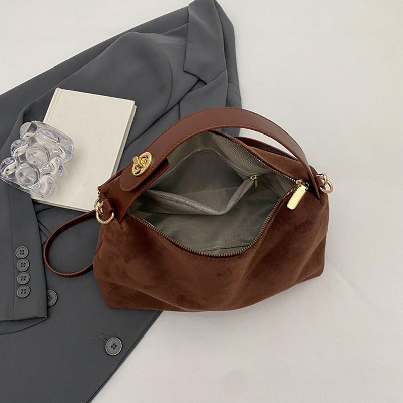 Vintage Women's Solid Color Bucket Small Crossbody Bag Autumn and Winter Matte Leather Adjustable Shoulder Bag for Work, Travel