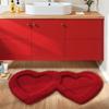 Double Heart Bathroom Rug, Thick Microfiber Mat with Quick-Dry & Non-Slip Backing, Ultra Soft Shaggy Carpet for Bathroom Decor