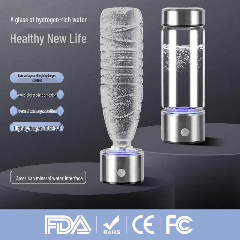 Portable Three-in-One Hydrogen-Rich Water Cup with Electrolysis Inhalation System argento