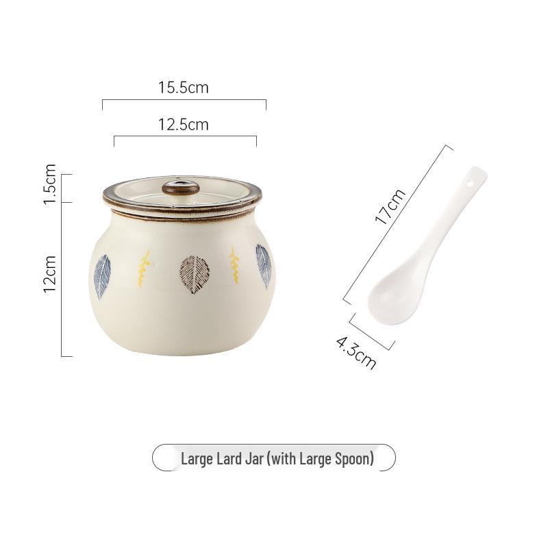 Japanese Ceramic Seasoning Jar with Lid and Spoon - Cute, High-Temperature Resistant Storage for Your Kitchen