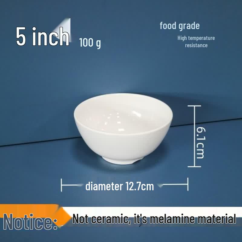 Yiceng 5-inch White Plastic Dining Bowl Set