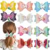 Unicorn Bow Hair Accessories for Girls Boutique 12-Colour 3in Alligator Hair Bows with Glitter Hair Clips