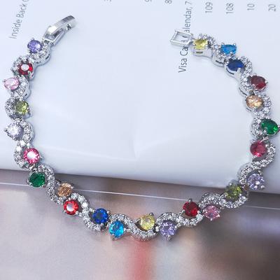 Modisches AAA Zirkon Armband, kreatives und vielseitiges Armband, koreanische Version funkelndes diamantfarbenes Weißgoldarmband