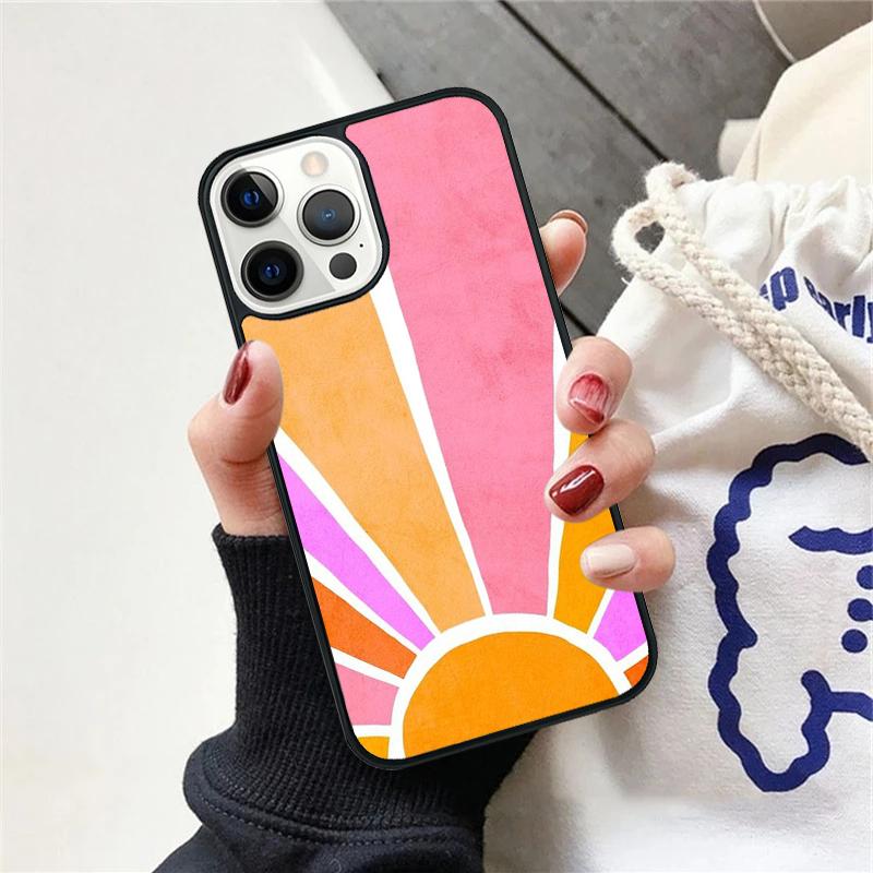 Rainbow 70s Groovy landscape Phone Case For iPhone 17 Air 15 16 Cover 11 13 14 Pro Max 12 Plus Max Fundas