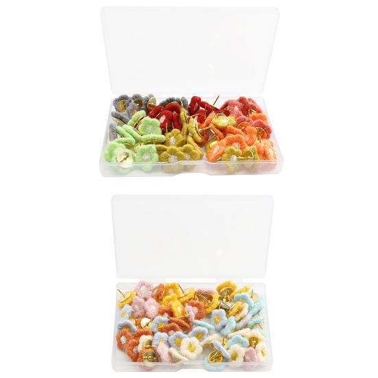 60ks Vyšívací připínáček na květiny Barevný připínáček na tabuli Připínáček na nástěnku pro kancelářské domácí dekorace