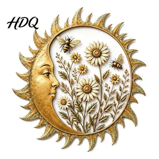 Nordic Home Decor Pieces Sunshine Garden Wall Decoration Dragonfly/Bee/Butterfly/Bird Decor Acrylic Sun Outdoor Hanging Sculpture Ornament