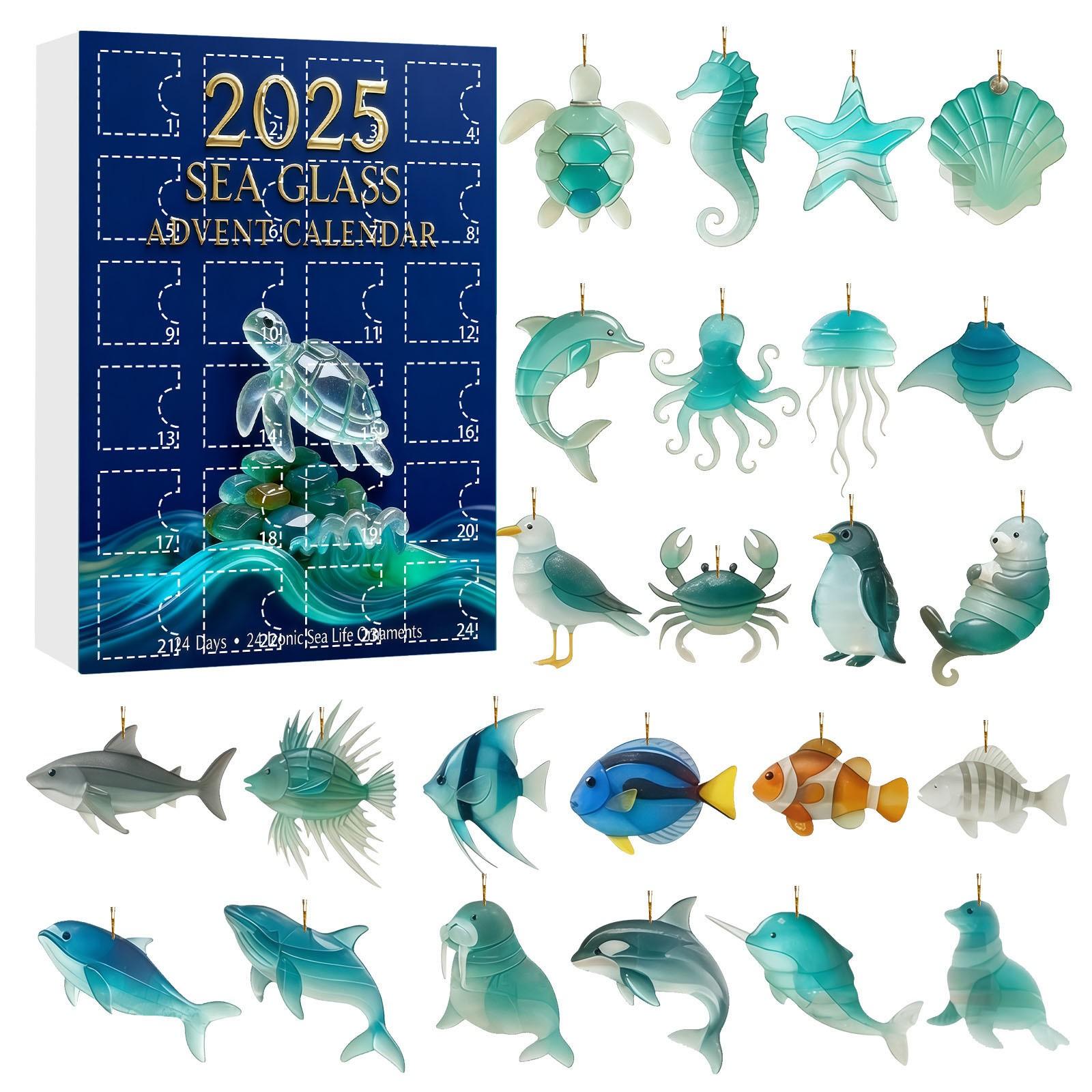 

2025 Advent Calendar, 24 Days Christmas Advent Countdown Calendar With 24 Pcs Ornaments, Chill Daily Surprises, 2D Acrylic Ornaments Christmas Decor One Size синий