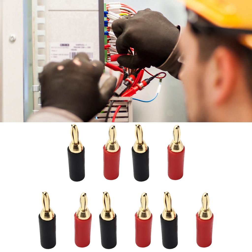 5 Sets 2,5mm Bananenstecker Messing Vergoldet Löten Männlich Lautsprecheranschluss Rot und Schwarz