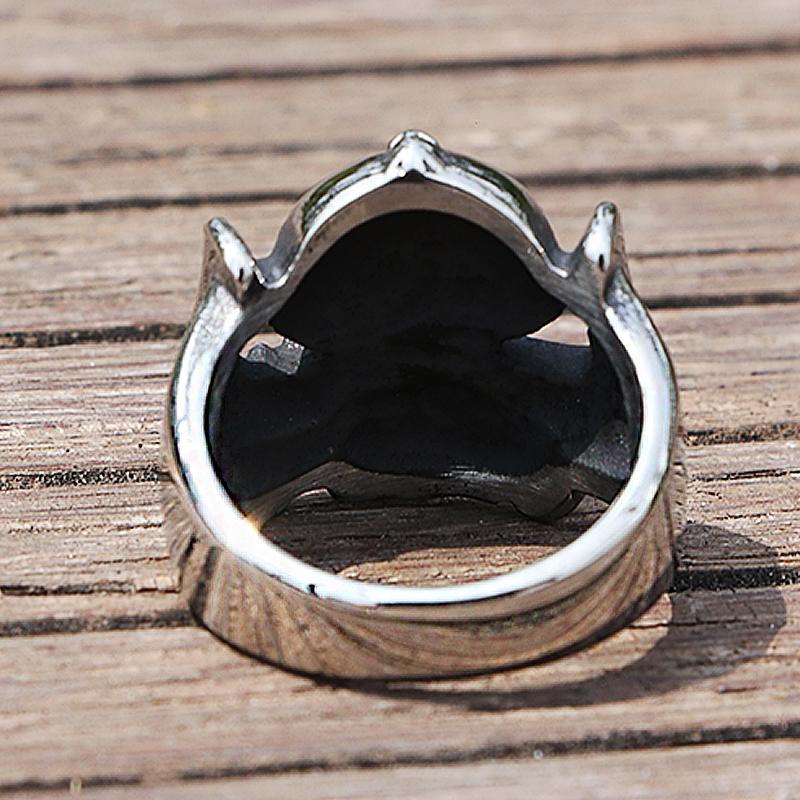 Gotischer Herren-Edelstahlring Ethnischer Retro-Stil Totenkopf Bikerringe Männlicher Rock Punk Ring Schmuck Geschenk für Ihn