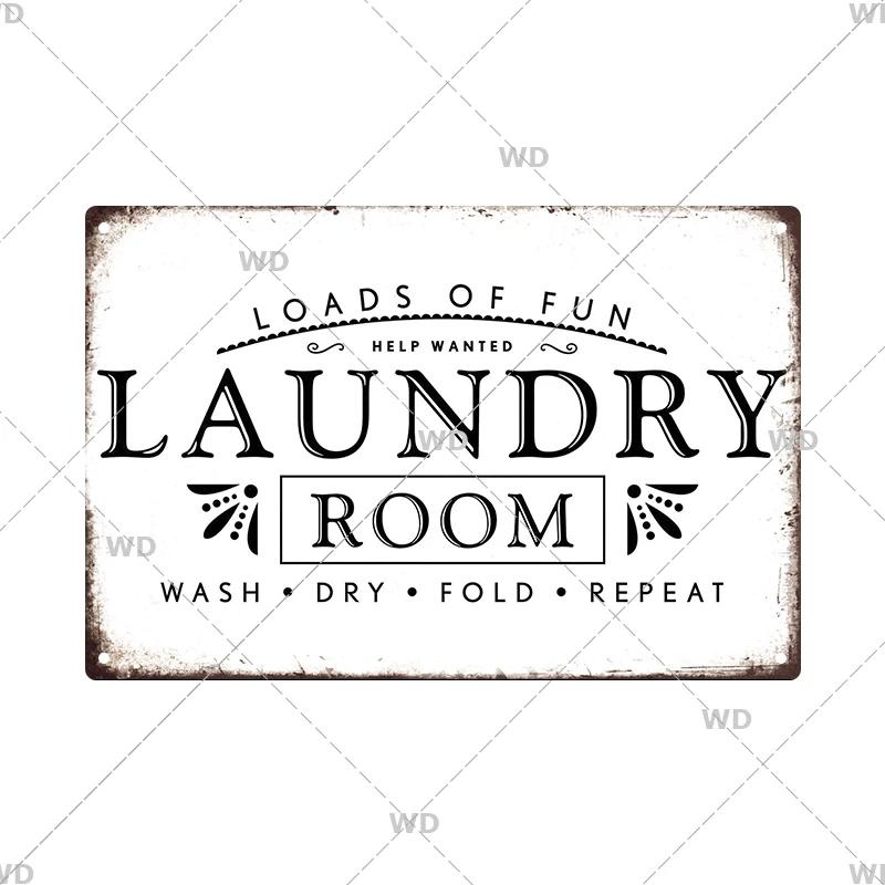 Laundry Vintage Tin Sign Funny Metal Plaque Pin Up Girl Retro Plate Wall Art Painting for Home Room Washroom Posters Decor