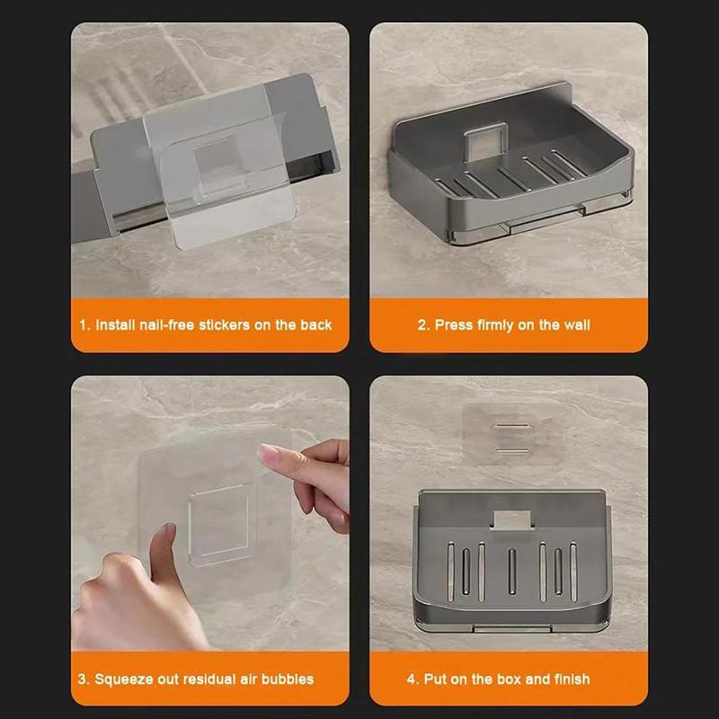 Bathroom Soap Holder Free-Punching Wall Mounted Soap Sponge Holder Organizer Double Drainage Soap Dish Bathroom Accessories