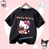 2026 Hello Kitty Summer Tshirt  Cotton ShortSleeved Girls Sportswear with Cartoon Print for Children Aged 112 Years Old