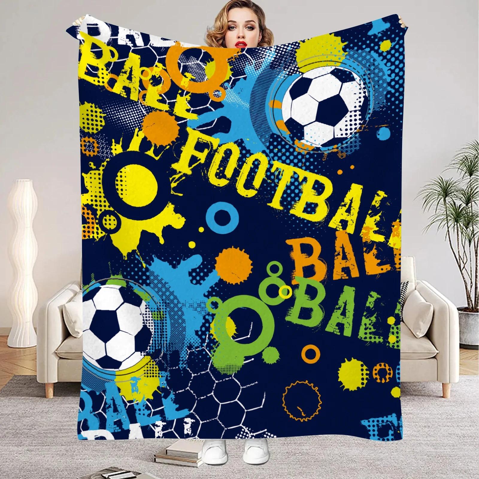 

1pc Flannel Blankets Colorful Football Printed Quality Soft Warm Throw Blanket Winter for Kids Boys Couch Bed Fluffy Bedspread 70x100cm білий
