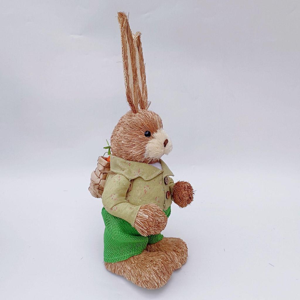 45CM Medium Woven Reed Rabbit Handmade Forest Style Folk Home Decoration Souvenir