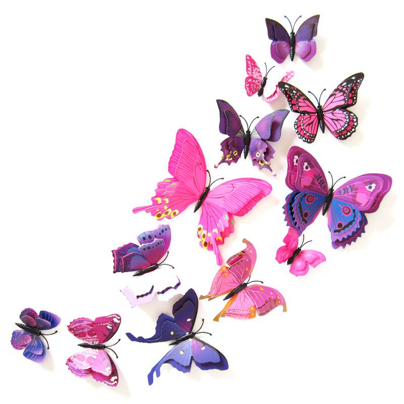 12pcs 3D Butterfly Wall Stickers DIY Art Decor Decals Craft Mural Sticker Decoration for Home Baby Live Room Party Kids Birthday