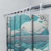 Blue Ocean Waves Shower Curtain Nautical Decor With Mount Fuji Lighthouse For Bathroom Set Includes Hooks