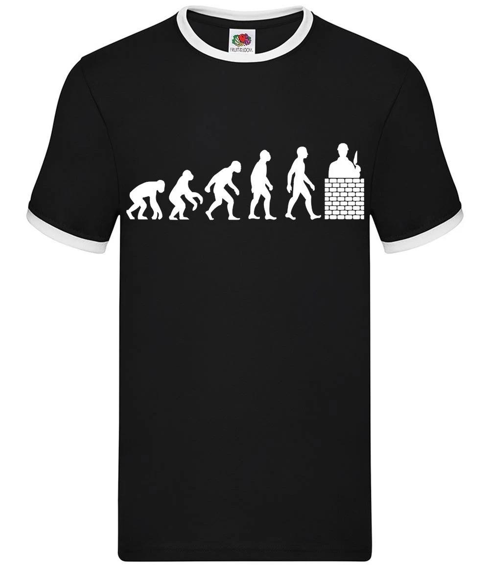 Evolution Of Man Brick Layer - Mens Ringer - Bricky Builder Tradesman Bricks XXXL