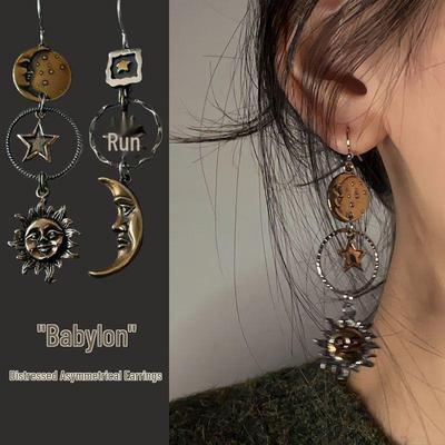 Vintage Asymmetrische Sonnenblumen Sommerohrringe für Frauen