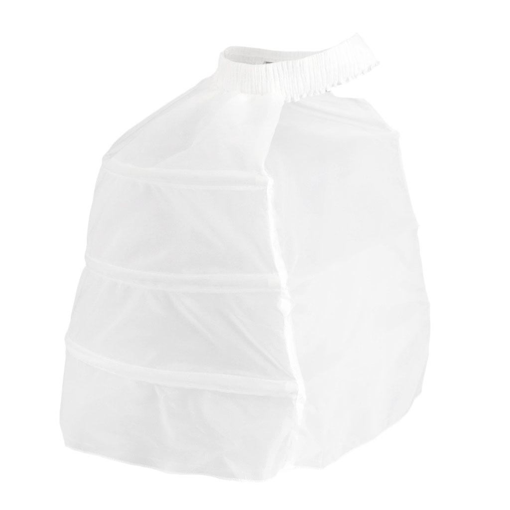 Women Hoop Skirt Petticoat Bustle 1 Layer Tulle Steel Bones White Length 50cm