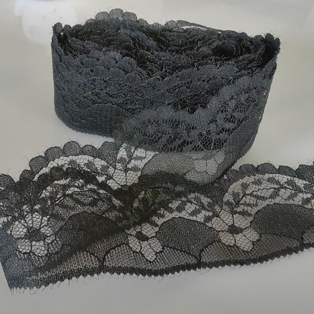 New Mesh Embroidery Lace Ribbon Tape Woven Cotton Non-Stretch Lace Tape Unilateral Flower Lace Trim Curtain Craft чёрный