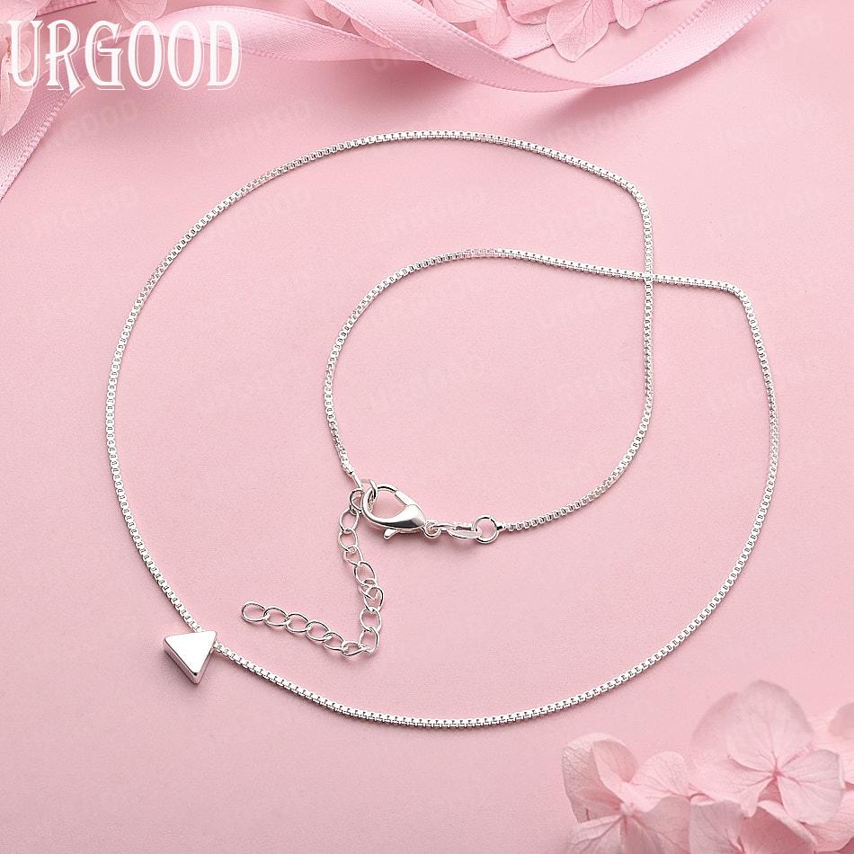 925 Sterling Silver Jewelry 18 Inch Checkered Chain Necklace