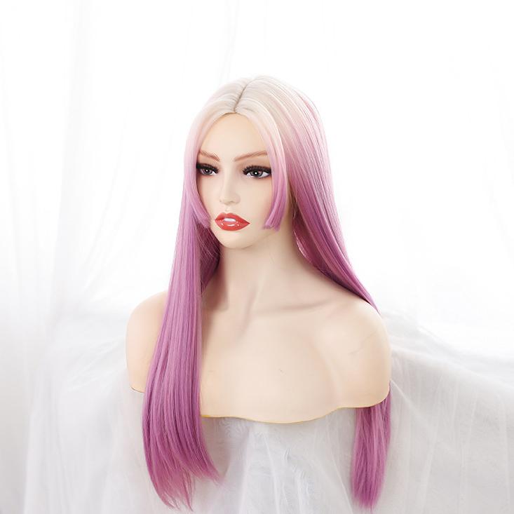 Bybrana Women Gradient Color Mid-Length Synthetic Hair Daily Wear