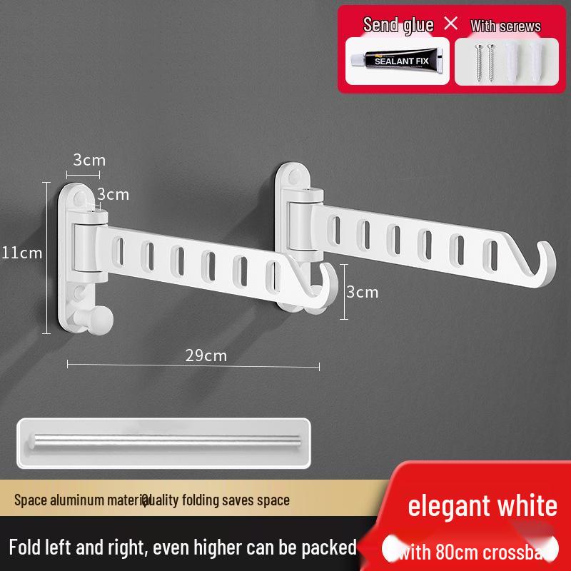 Invisible Wall-Mounted Folding Clothes Rack - No-Drill Bathroom or Balcony Storage Solution