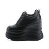 Scarpe Bianche da Donna con Zeppa Nascosta e Suola Spessa - Sneakers Stringate alla Moda Stile Coreano Primavera 2026 Vera Pelle