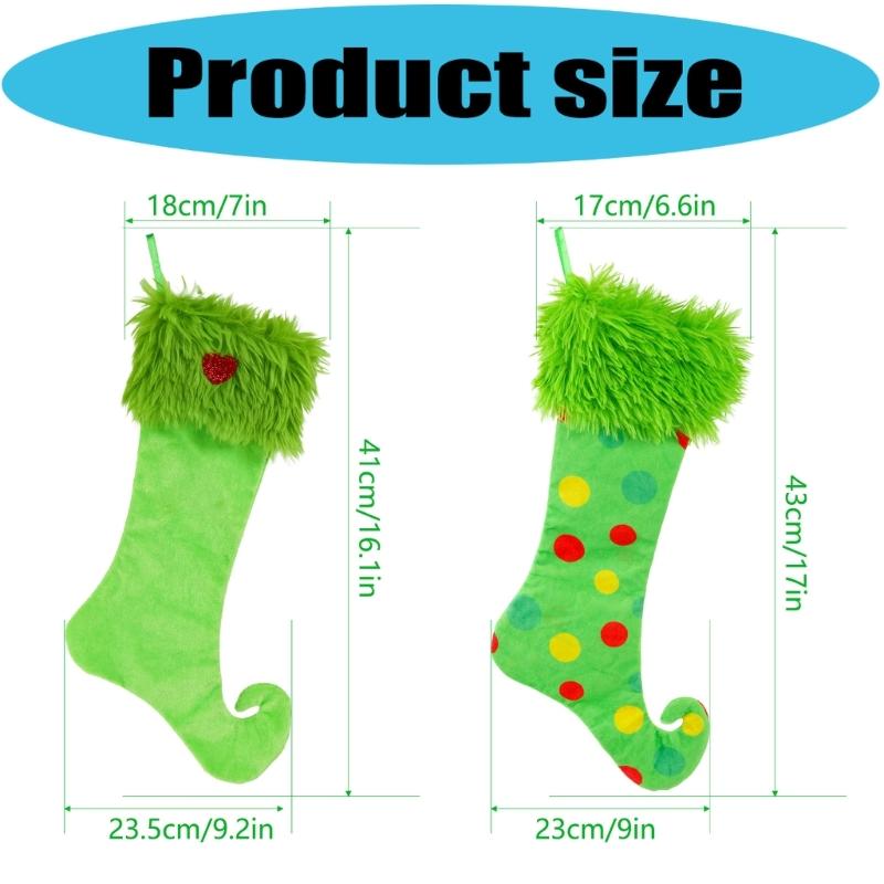 Large Christmas Stocking Soft Fabric Hanging Sock Holiday Party Gifts Bag Decoration For Christmas Tree Ornament Mantels