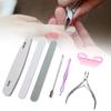 7 sztuk pilnik do paznokci szczypce do skórek stalowy popychacz do usuwania martwego naskórka zestaw narzędzi do manicure