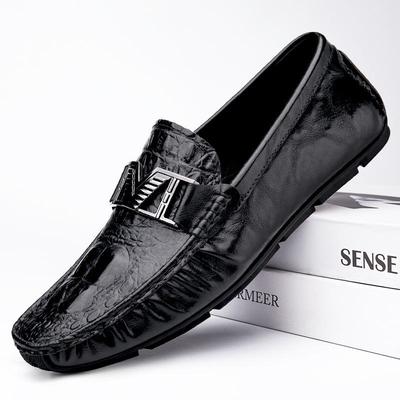 Men's 2025 Genuine Leather British Business Loafers - Breathable, Soft Sole Casual Bean Shoes