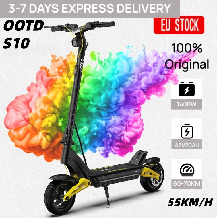OOTD S10 Elektrische Step Opvouwbaar 10 Inch Off-Road Banden 1400W 48V 20AH Batterij Sfeerverlichting Opvouwbare Mini Elektrische Step