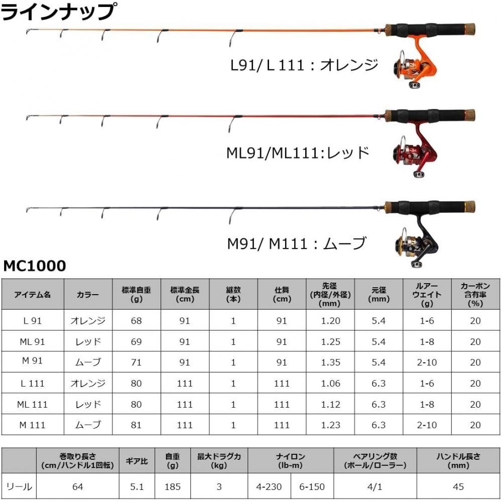 Daiwa  Daiwa  Ice Fishing Mc 1000 L ML M 91 111 1000M 91