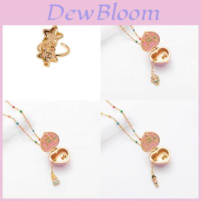 Heart Shaped Copper Necklace With Pink Star Ring And Musical Note For Girls Gift